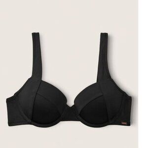 NWT Victoria's Secret Pink Black Push Up Bikini Top size small Black swim